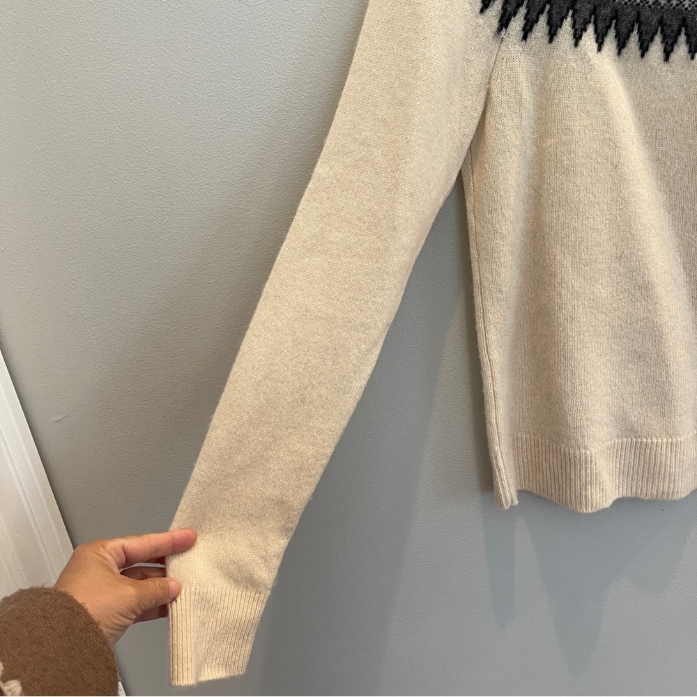 B: Vineyard Vines Sweater Womens XS Yoke Fair Isle Black Cream Oversized Sweater - Picture 6 of 8